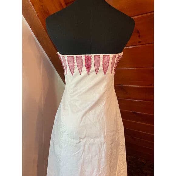 Coast Hand Beaded Cotton Blend White Strapless Tube Dress sz 8 - Picture 6 of 10